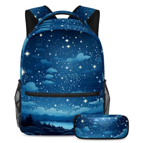 Sac à livres de voyage bleu et trousse pour libérer le dos des étudiants chargés