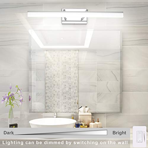 Image of Aipsun 24 inch Dimmable LED Vanity Lights Adjustable Bathroom Light Fixtures Over Mirror Chrome Modern Vanity Lighting(White Light)