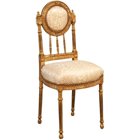 Biscottini Chair French Style Louis XVI Solid Beech Wood Cover