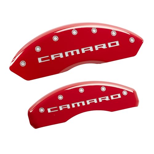 Image of MGP Brake Caliper Covers for 2016-2024 Chevy Camaro | Requires 18 inch+ Wheels & Standard JL9 Brakes, Red Powder-Coated Aluminum, 4 PCS Front and Rear, Camaro Gen 5 /6 Engraving
