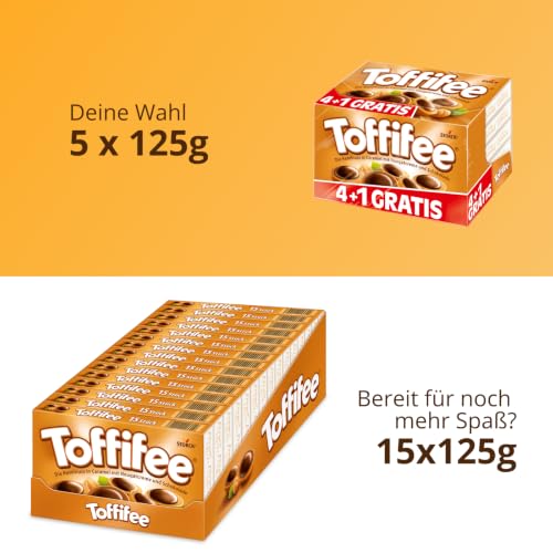 Toffifee 4 + 1 Extra – 1 x 625 g – Haselnuss in Karamell mit Nougatcreme und Schokolade – ideal zum gemeinsamen Naschen und Teilen