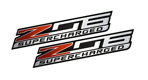 ERPART Z06 Supercharged Highly Polished Aluminum Emblem Compatible with Chevy Chevrolet Corvette C6 C7 in Red Black Silver (Pack of 2)