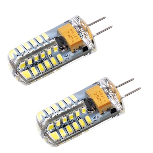 2PCS G4 LED Bulb 2W 4W T3 JC Bi-Pin Base AC 12V Daylight White 6000K Halogen Bulb Replacement for Under Cabinet Puck Light Chandelier Lighting,Cool White,3W