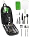Life 2 Go 9-Piece Portable Camp Kitchen Utensil Organizer Set for Indoor or Outdoor-100% Stainless Cookware (Gray)