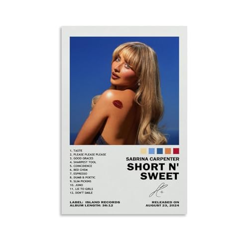 Gangguii Sabrina Carpenter Poster Short N' Sweet Album Music Posters for Room Aesthetic Canvas Wall Art Bedroom Decor12x18inch(30x45cm)