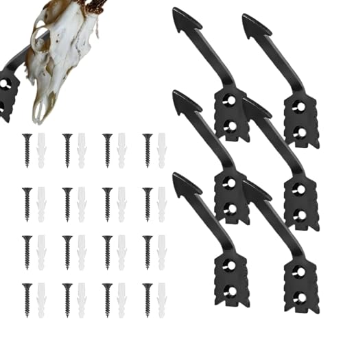 Euro Mount - Colgador de calavera – 6 piezas de soporte de cuernos, colgador de montaje de ciervo, para cabra, vaca, Navidad, casa de campo, cabaña al aire libre, hogar, dormitorio, campo