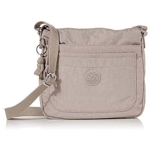 Kipling Sebastian, Tracolla Donna, Grigio Grigio, 9"L x 8.5" H x 1.75" D