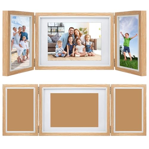 EXIN DEHCEN Portafoto Multiplo da Tavolo, Cornici Triple in Legno