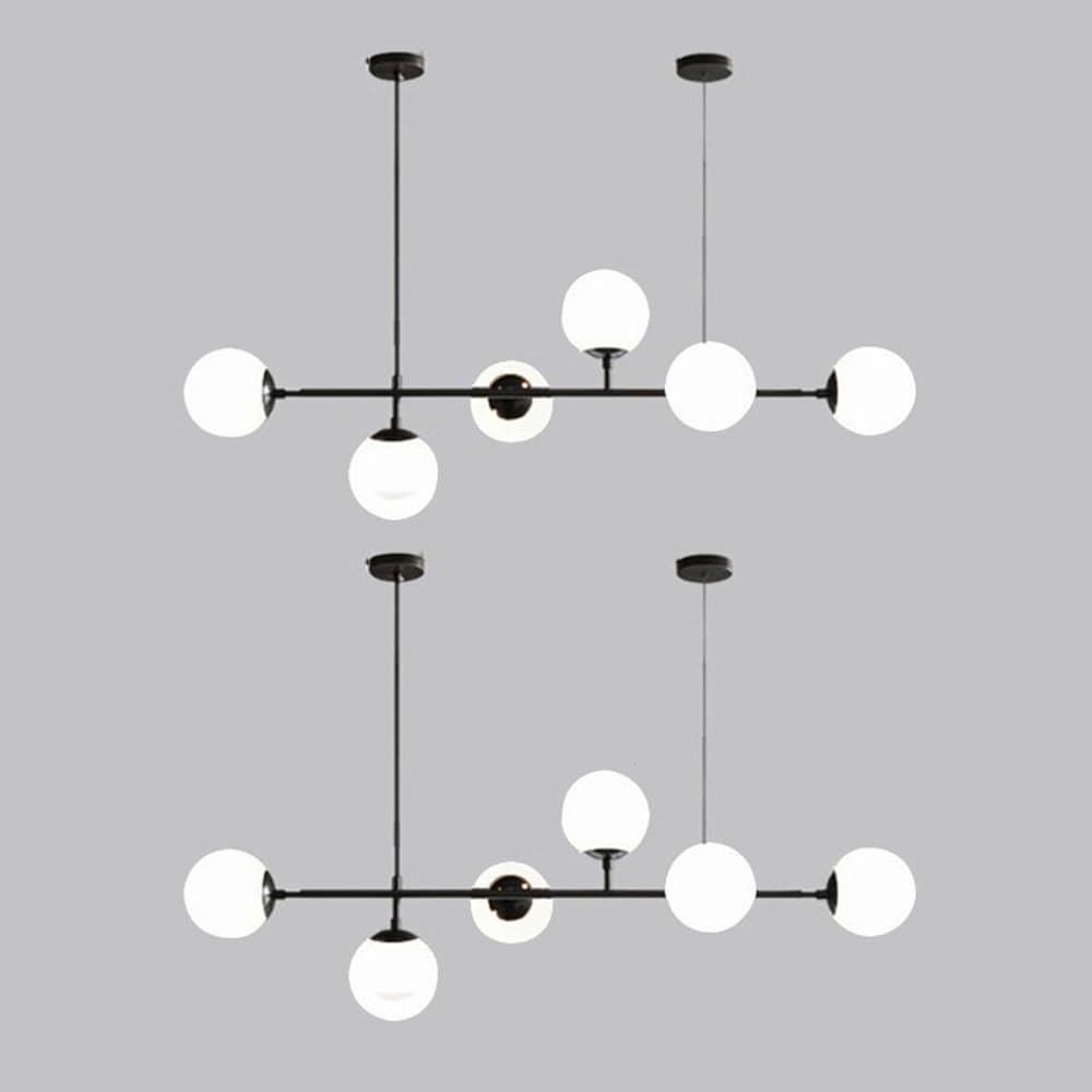 KXEcoLife Modern Glass Pendant Light Fixture, 6 Bulbs, Adjustable Globe Chandelier, E27 Ceiling Hanging Lamp, Nordic Style Illumination for Kitchen Island, Decor