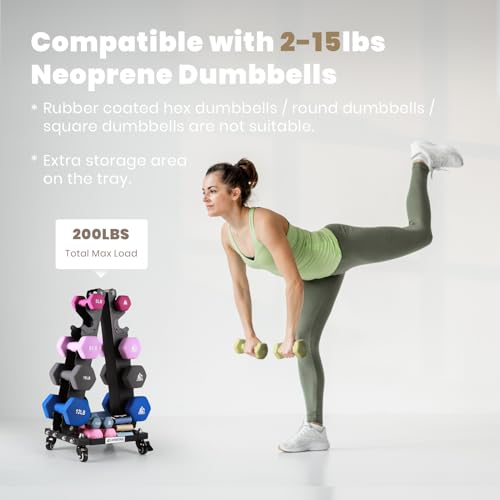 LIONSCOOL Premium Dumbbell Rack Only, with Side Racks for Neoprene/Vinyl Coated Dumbbells Only (Small, 200 LBS) - Thumbnail 5