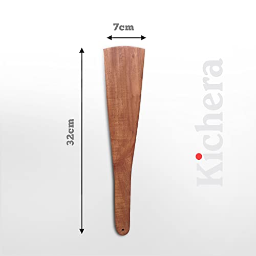 Image of Kichera Neem Wood Compact Ladle, Spatula, Flip Dosa /Roti /Chapati | Kitchen Tools | No Harmful Polish | Naturally Non-Stick | Handmade (Set of 3)