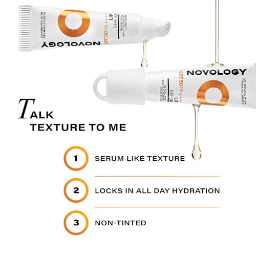 Image of Novology SPF 50 PA++++ Lip Balm Serum with Kojic Acid & Jojoba Esters, For Pigmented, Dark & Dry Lips, UV Protection, Non-Tinted, Non Irritating, Fragrance Free, Smooth and Hydrating