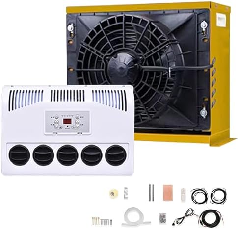 9000BTU Mini Split AC Unit - DC 24V Roof Air Conditioner for RV, Camper, Truck, and Trailer - Remote Control, Intelligent Frequency Conversion, Yellow