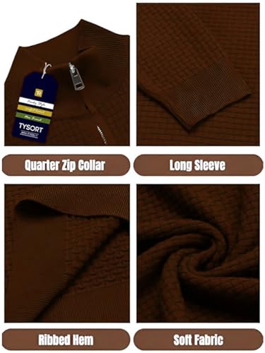 Image of TYSORT Men High Neck Zipper Full Sleeve Waffle Knitted Winter Sweater,Waffle Knit Sweater for Men