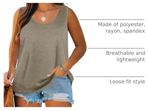 Image of Plus Size Tank Tops for Women Summer Sleeveless Tops Loose Fit Tunic Tanks