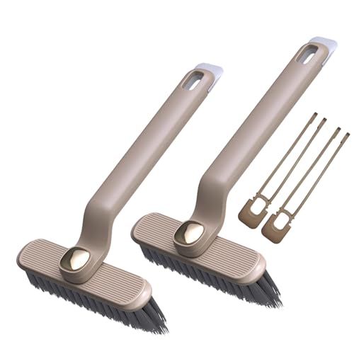 二つの用途を持つ隙間掃除ブラシ 内蔵毛髪クリップ付き - 家庭用、台所、浴室、窓、車両、水栓、トイレ （2本セット） (コーヒー色)