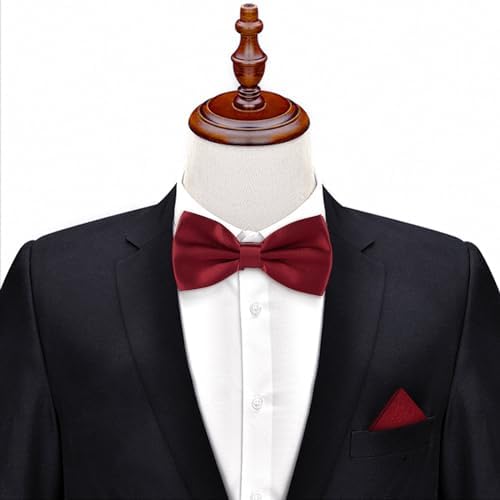 Cretty-Meet Nœud Papillon Réglable Et Carré De Poche Pour Homme - Nœud Papillon Et Mouchoir De Couleur Unie - Double Pli - Nœud Papillon Pré-noué Pour