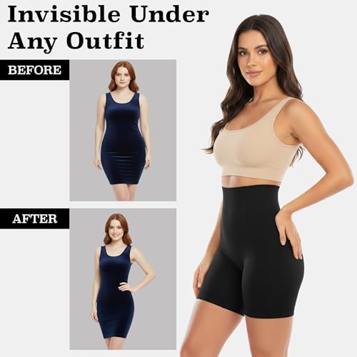 Image of Shoppy Villa High Waist Tummy Control Shapewear Shorts for Women, Seamless Body Shaper Butt Lifter Thigh Slimmer Compression Shorts, Breathable Sculpting Underwear Shapewear for Dresses