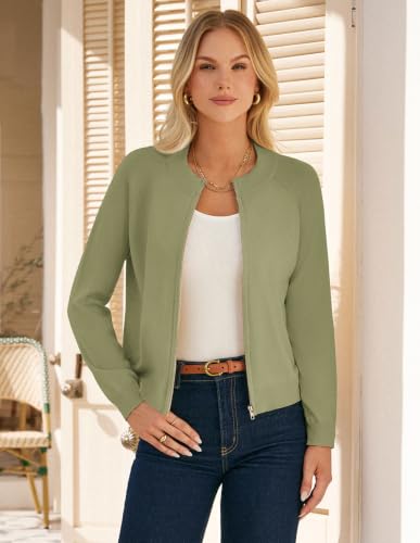 Image of GRACE KARIN Womens Long Sleeve Zip Up Cardigan Sweaters Lightweight Sweater Jacket Knitted Fashion Clothes