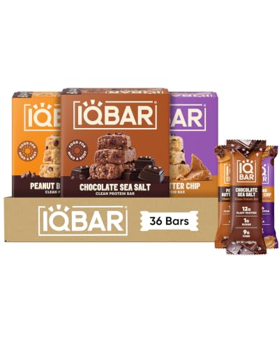 IQBAR Clean High Protein Bars, Low Sugar Snack, Chocolate Variety 36ct
