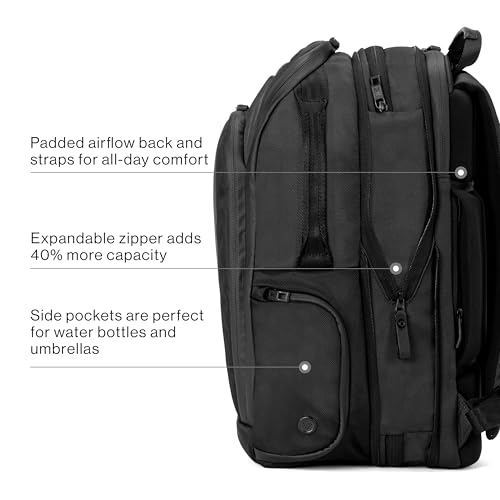 Image of Travelpro Altitude All-Purpose Full Expansion Laptop Backpack 24-34L, Water Resistant, Work, Business, Men and Women, Jet Black