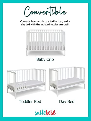 Image of Suite Bebe Palmer Island 3-in-1 Convertible Crib and Toddler Guard Rail Bundle, White
