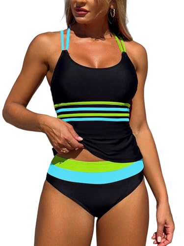 Image of ZAFUL Tankini Swimsuits for Women Tummy Control High Waisted Twist Front Ruched Two Piece Bathing Suit