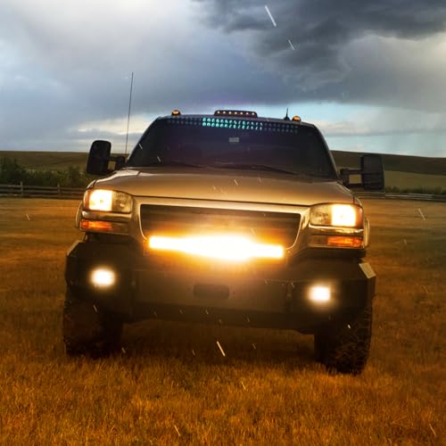 Image of Nilight 20 Inch 420W LED Light Bar Amber Triple Row Flood Spot Combo Driving Boat Led Off Road Lights with 16AWG Wiring Harness Kit-1 Lead, 2 Year Warranty (ZH706)