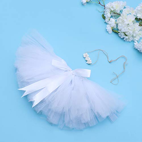 Amosfun – Saia tutu floral de Natal para bebês e meninas (0-12 meses), Branco, 17.5*12cm
