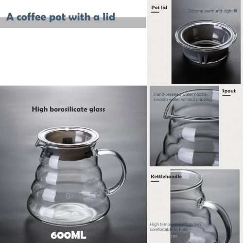 dolljojo Conjunto de cafeteira para derramar, inclui gotejador de café de 590 ml, chaleira pescoço d