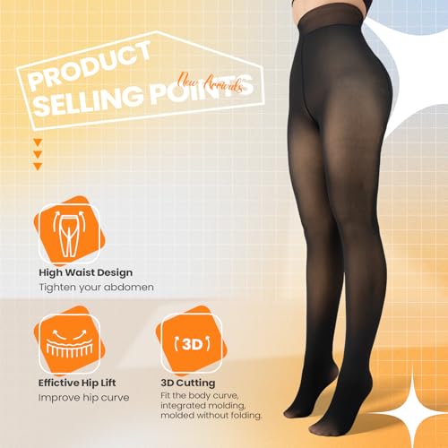 Image of Women Fleece Lined Tights-Fake Translucent Leggings High Waist Pantyhose