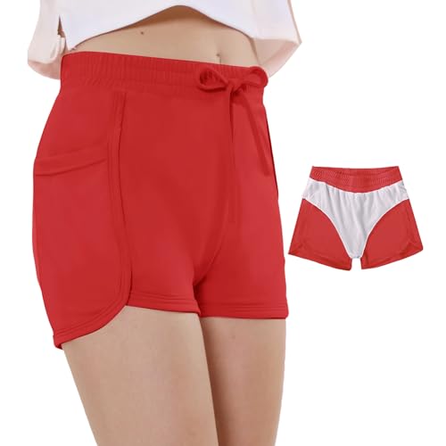 EXARUS Shorts de treino de corrida atlética para meninas com bolsos forrados de malha infantil de se