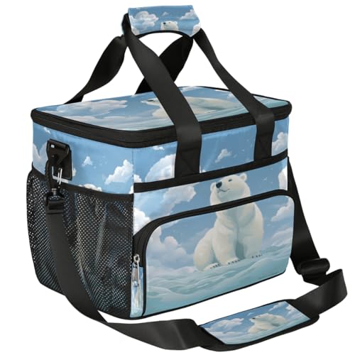 Bear Insulated Picnic Backpack Lunch Box for Women Men Picnic Basket Tote Lunch Bag Picnic Bag Portable Lunch Bags for Picnic, Beach, Work, Trip,Office, Camp Polar Bear