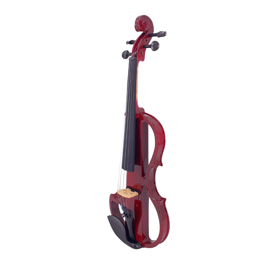 Violino elettrico 4/4 full-size, legno di noce, tastiera in ebano, Pro Deluxe, custodia rigida con arco di crine di cavallo mongolo con 4 corde, sessioni di pratica silenziose per
