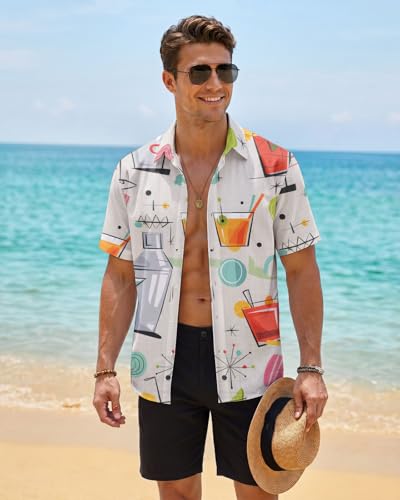 Image of 99TIMORO Tropical Printed Men's Hawaiian Shirts Short Sleeve Top | Culture Character Button Down Shirt Lightweight Breathable Beach Vacation Business Casual Summer Gifts Classic Fit
