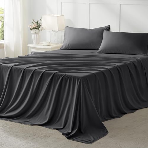 Anluoer Full Size Bed in a Bag 7 Pieces, Dark Grey Bed Comforter Set with Sheets, All Season Bedding Sets with 1 Comforter,2 Pillow Shams,2 Pillowcases, 1 Flat Sheet,1 Fitted Sheet