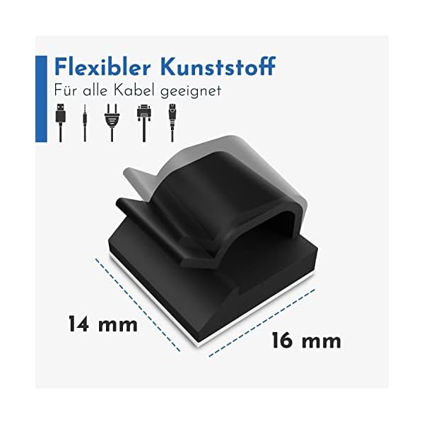 RIXOMO® Kabelhalter selbstklebend [50 Stück] - Kabelclips selbstklebend mit 3M Klebepads für eine optimale Kabelführung… – Bild 6