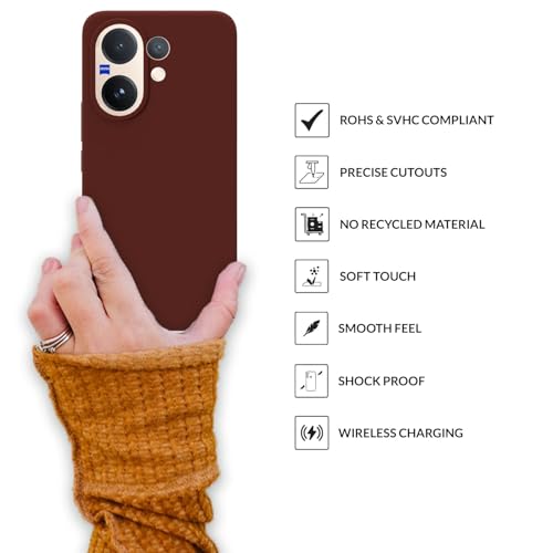 Image of SPRIG Compatible with Vivo V60 Premium SilkTone Liquid Silicone Back Cover Drop Tested Shock Proof Mobile Case for Men, Women, Boys and Girls with Camera Protection (Dark Brown)