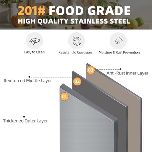 Image of Stainless Steel Prep Table 48 inchx24 inch with 2 Adjustable Shelves Heavy Duty Commercial Kitchen Work Table Countertop for Garage Home Restaurant Warehouse