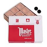 Master Chalk Master Billiard Pool Cue Chalk Premium Quality - 1 Dozen - Made in The USA + 2 pcs of Quality Billiard Pool Table Spots (Gold)