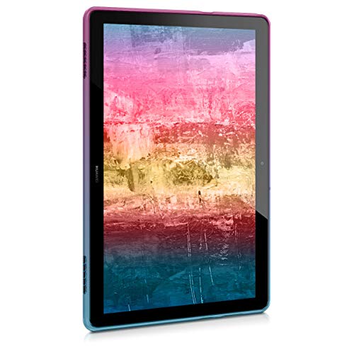 kwmobile-Carcasa-Compatible-con-Huawei-MediaPad-T5-10-Funda-para-Tablet-de-TPU-Bicolor-Rosa-FucsiaAzulTransparente