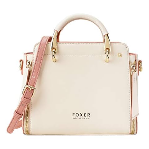 FOXER Leather Handbags for Women, Genuine Cow Leather Zipper Closure Women's Top-handle Bag with Adjustable Shoulder Strap Ladies Shoulder Bag Womens Tote Purse Women Crossbody Bag (White) Cover