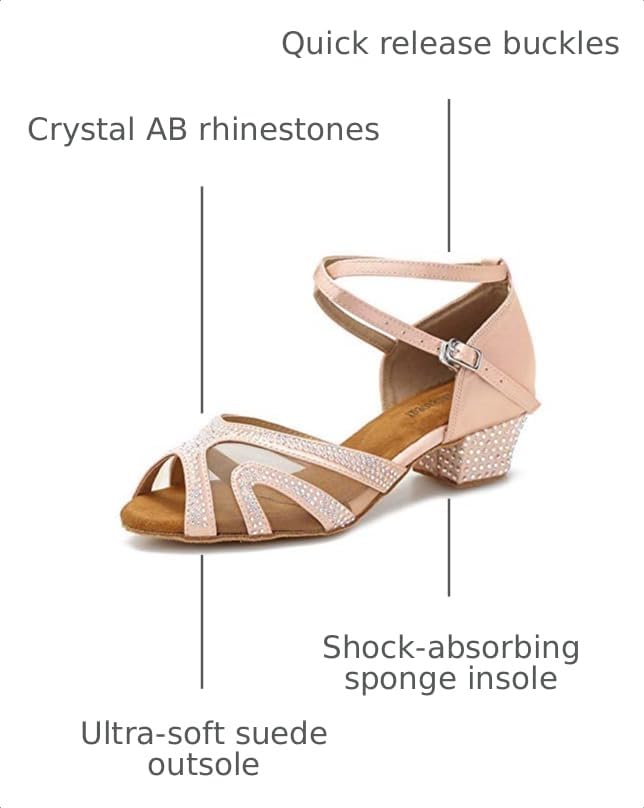 Image of TTdancewear Rhinestones Ballroom Dance Shoes Women Latin Salsa Bachata Performance Dance Shoes Suede Sole