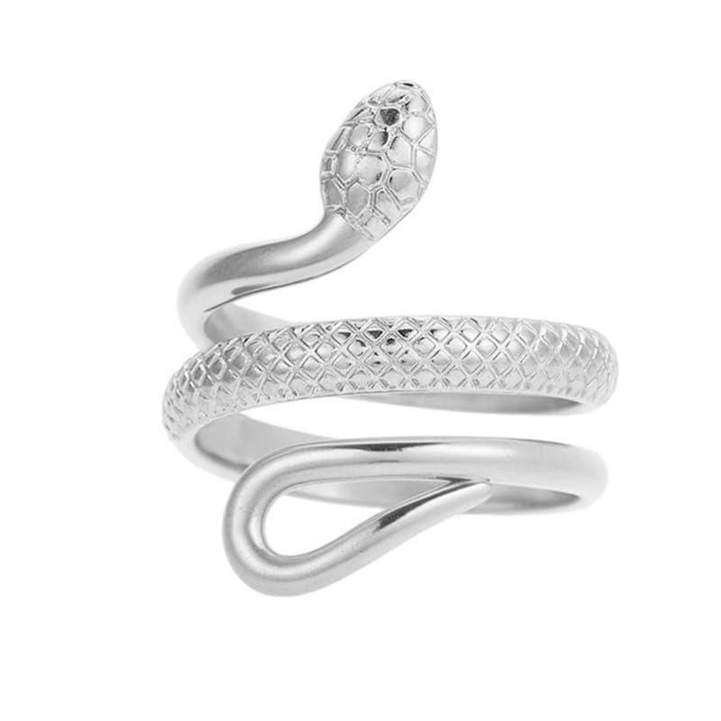 Snake Shaped Sparkle Steel Ring For Women Shiny Finish Adjustable-image-41