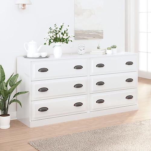 Aparadores de salon modernos blanco brillante con comoda de madera de almacenamiento 3