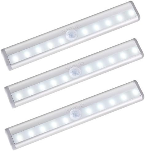 Naouis Motion Sensor Light,10 LED Motion Sensor Night Light Wireless Magnetic Battery Operated Motion Sensor Closet Lights for Closet Stairs Bathroom Steps Indoors, 3Pack