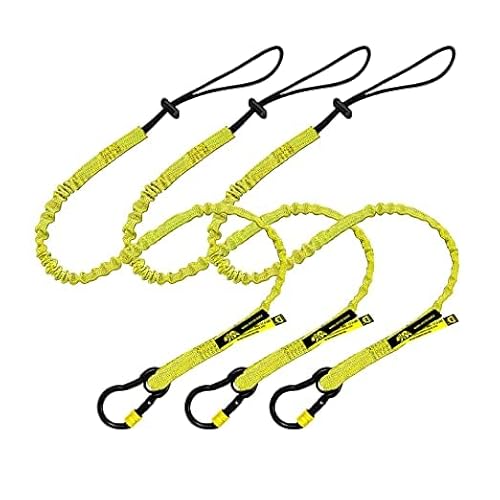 BearTOOLS New Yellow Screw Lock Safety Lanyard 3 Foot Tough Tether, Captive Eye Carabiner, Adjustable Loop End, Ultra-Durable, Premium Quality Materials for Scaffold Construction 3 Pack (0933YS)