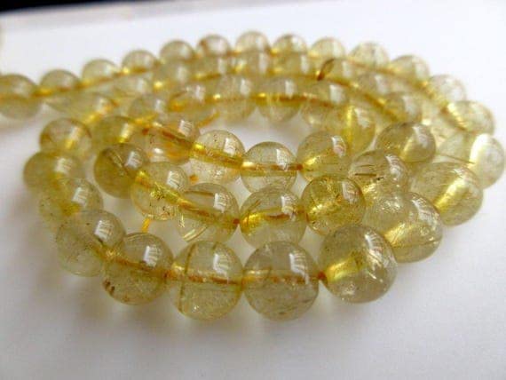 Quartz rutilé doré naturel 6mm perles rondes lisses de qualité gemme pour bijoux