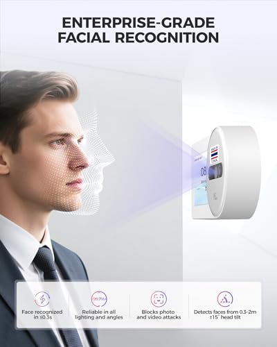 Image of NGTeco Time Clock Cloud-Based, TC5 Face Recognition Time Clocks for Employees Small Business, 2.4G WiFi Remote Control Clock in and Out Machine with Software & iOS /Android App, No Monthly Fee