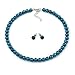 Produktbild Unbekannt Silberton 8 mm Blaugrün Glas Bead-Choker Halskette & Ohrstecker Set  37 cm L/5 cm EXT